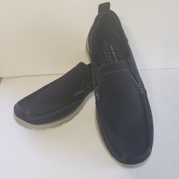 Skechers Mens Size 14 Black Relaxed Fit Memory Foam Textile Leather SN64365 - Picture 15 of 16